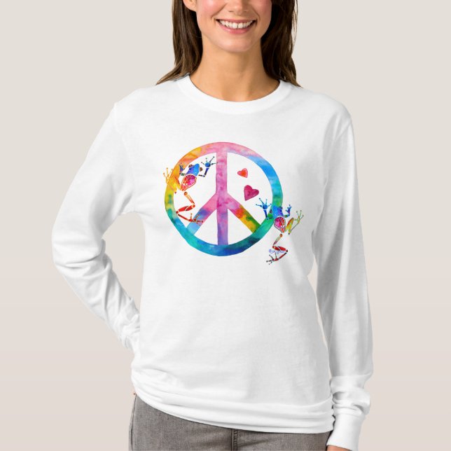 Tree Frogs 4 Peace Ladies long sleeved T Shirt (Front)