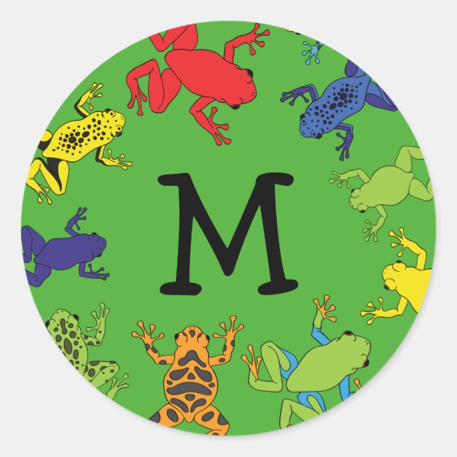 Tree Frogs Cute Kid's Monogram Envelope Stickers (Front)