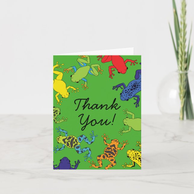 Tree Frogs Cute Kid's Thank You Stationary Cards (Front)