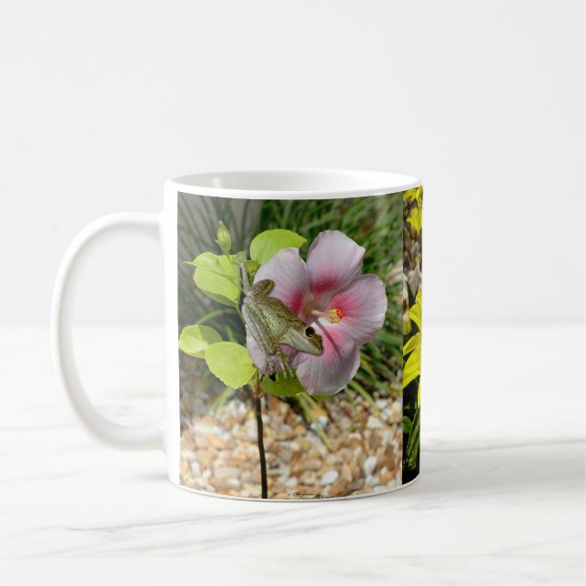 Tree frogs Hibiscus flowers Mug (Left)