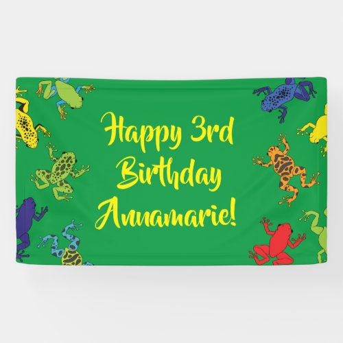Tree Frogs Kids Birthday Cute Banner