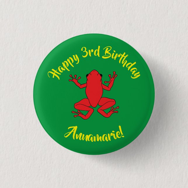 Tree Frogs Kids Birthday Cute Button (Front)