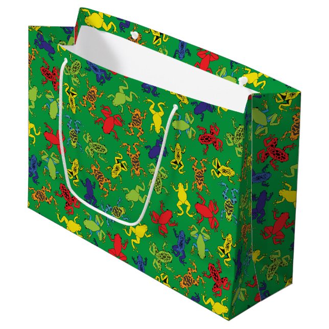 Tree Frogs Kids Birthday Cute Large Gift Bag (Front Angled)