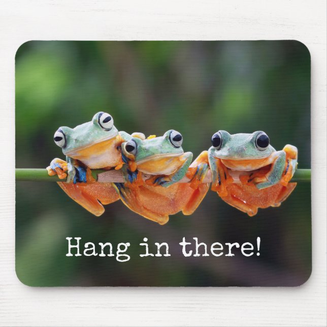 Tree Frogs Trio - Hang in There Mouse Pad (Front)