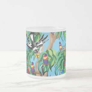 Tree full of Australian birds Frosted Glass Coffee Mug