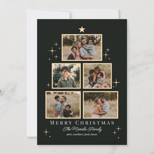 Tree Gallery Editable Color Holiday Photo Card (Front)
