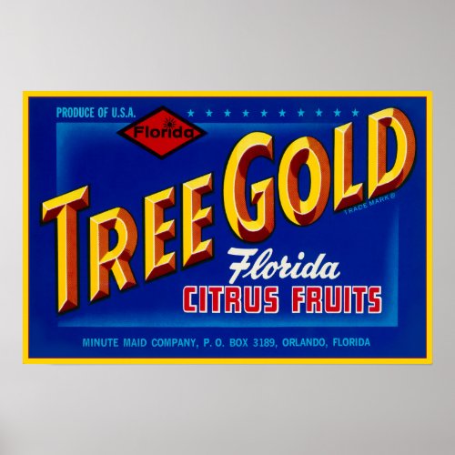 Tree Gold fruits packing label Poster