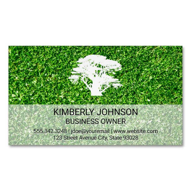 Tree | Grass | Landscaping Business Card Magnet (Front)