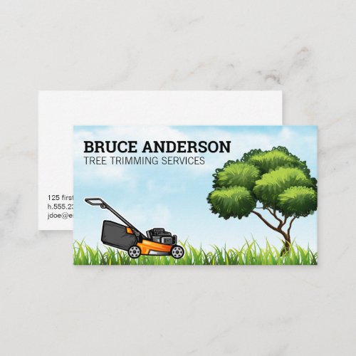 Tree  Grass  Lawn Mower Business Card