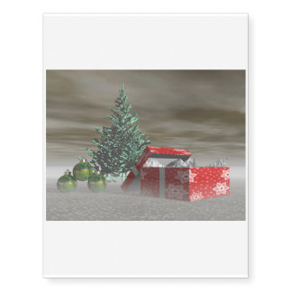 tree green and gifts and balls temporary tattoos