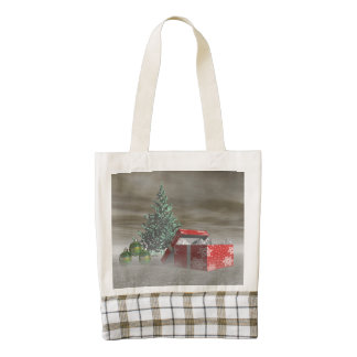 tree green and gifts and balls zazzle HEART tote bag