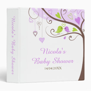 Tree Green and Purple Baby Shower Photo Album 3 Ring Binder