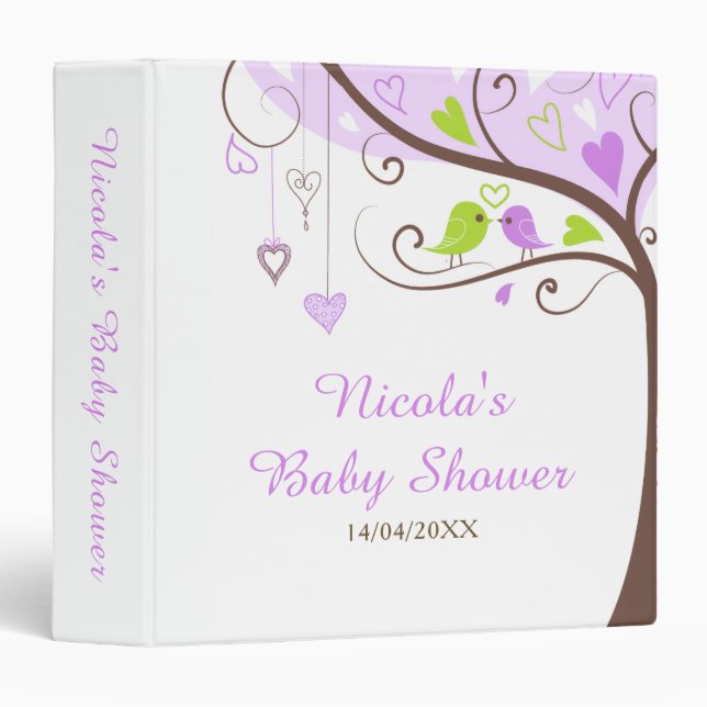 Tree Green and Purple Baby Shower Photo Album 3 Ring Binder (Front/Spine)