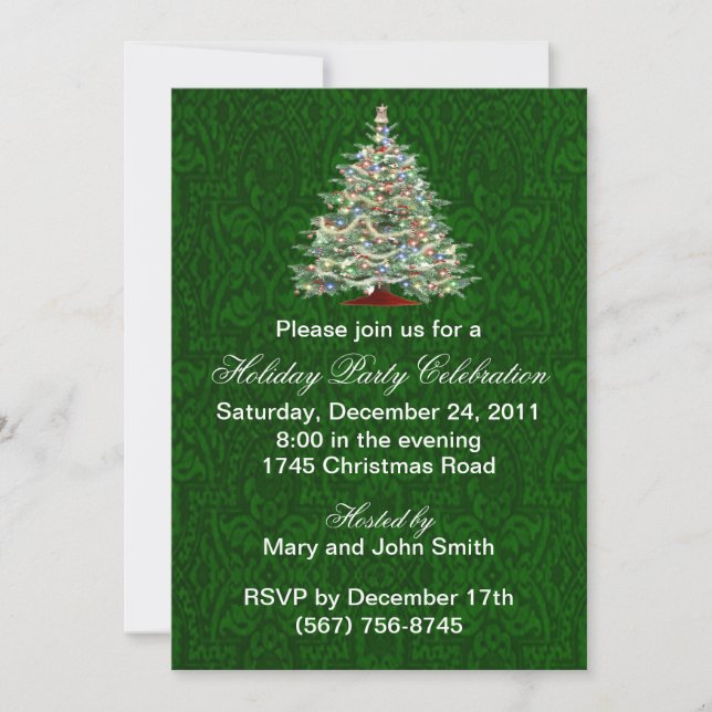 Tree Green Holiday Party Invitations (Front)