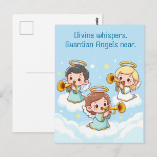 Tree Guardian Angels playing trumpets Postcard