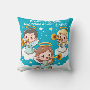Tree Guardian Angels playing trumpets Throw Pillow