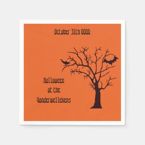 Tree Halloween black bats flying creepy Napkins