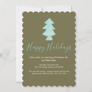 Tree Hand Sketched Holiday Card Invite
