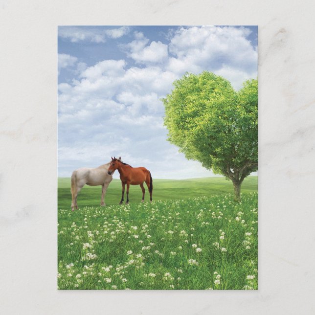 Tree Heart And Horses Postcard (Front)