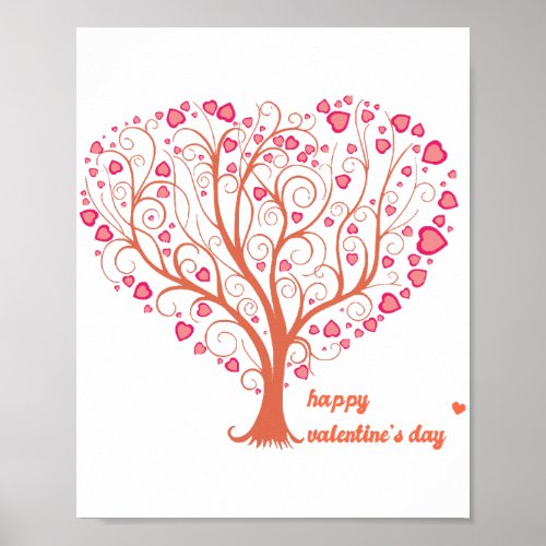 Tree Heart Happy Valentine Day Poster