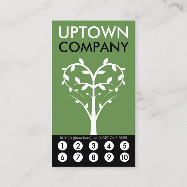 Tree Heart Loyalty Punch Card (Front)