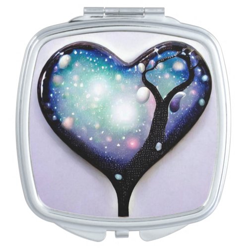 Tree Heart  Pearls Compact Mirror