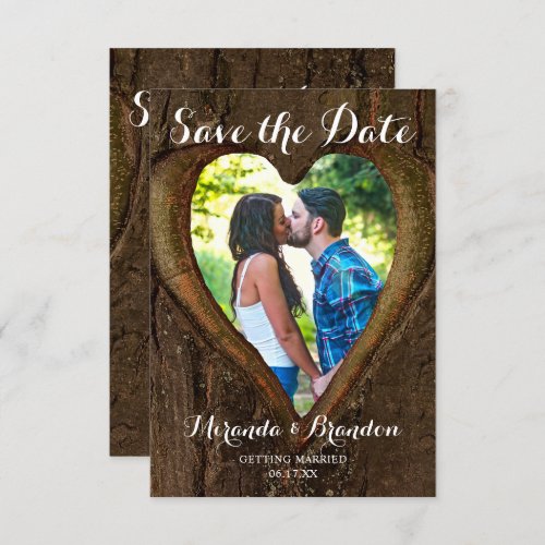 Tree Heart Photo Rustic Wedding Save the Date Card