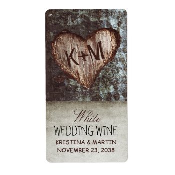 Tree Heart Rustic Vintage Wedding Wine Labels by jinaiji at Zazzle