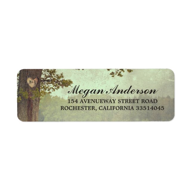 Tree Heart Rustic Wedding Label (Front)