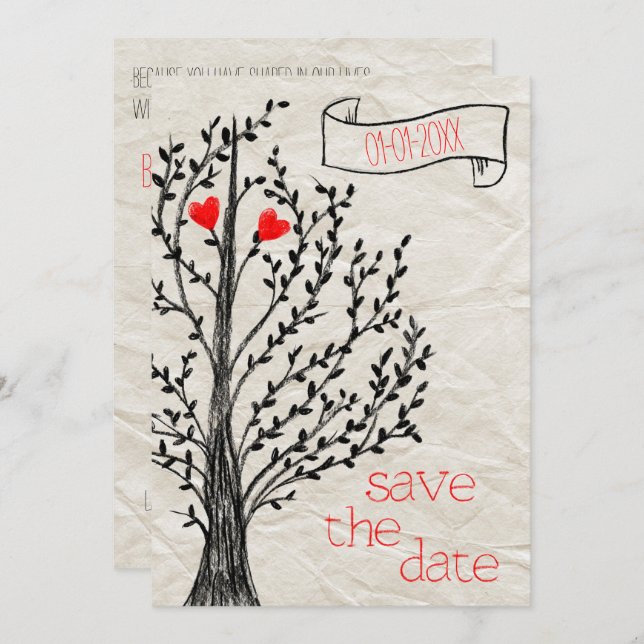 Tree & Hearts Invitation (Front/Back)