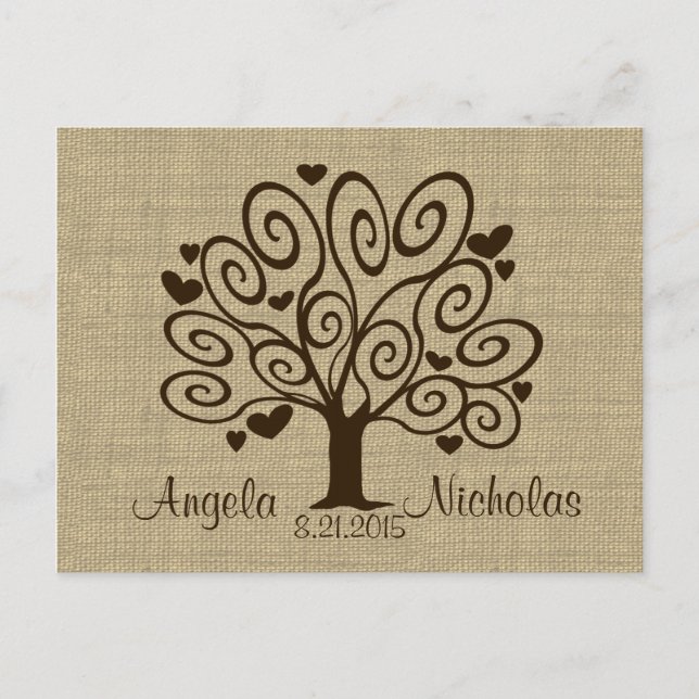 Tree Hearts Wedding Response Card (Front)