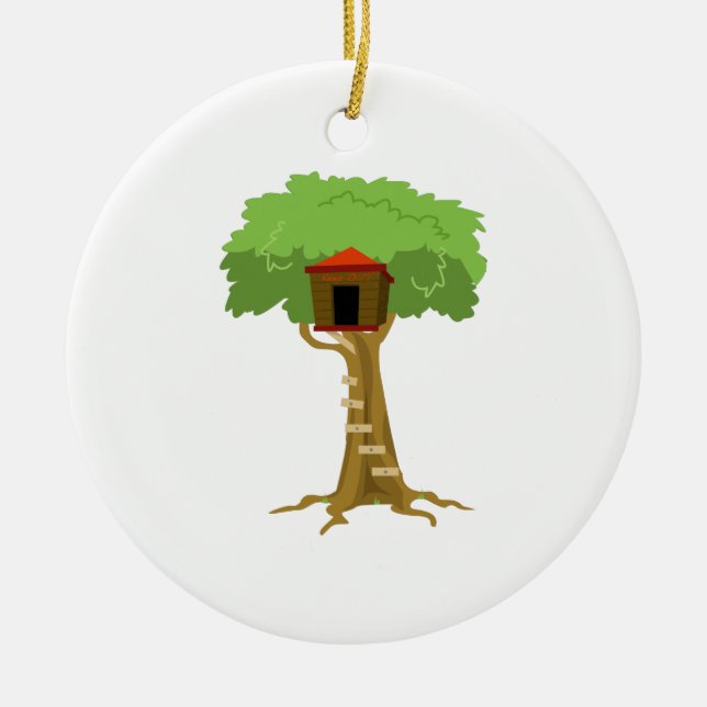 Tree House Ceramic Ornament (Front)