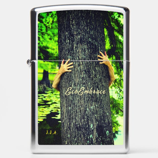 Tree Hug Gifts w/ Initials or Name Zippo Lighter (Front)