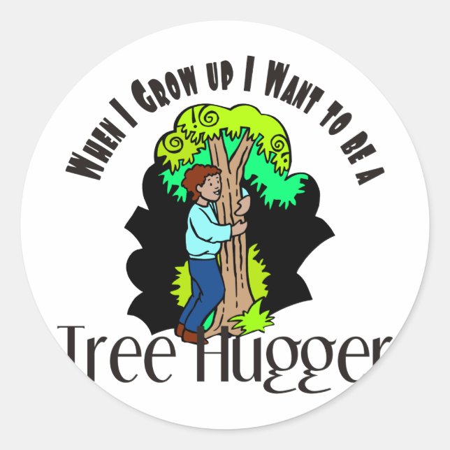 Tree Hugger Classic Round Sticker (Front)