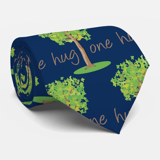 Tree Hugger Environmental Blue Neck Tie (Rolled)
