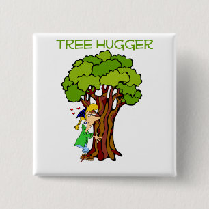 Tree Hugger - Girl Pinback Button