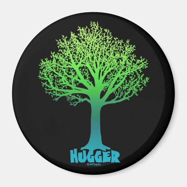 Tree Hugger green rainbow Magnet (Front)