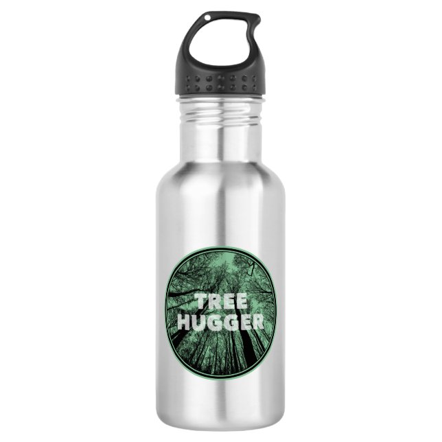 Tree Hugger Green Stainless Steel Water Bottle (Front)