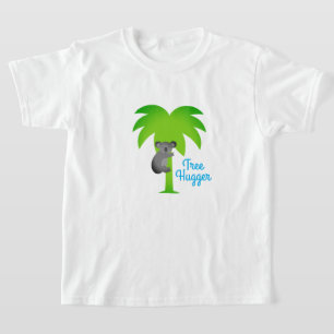 Tree hugger kid's shirt with cute gray koala bear