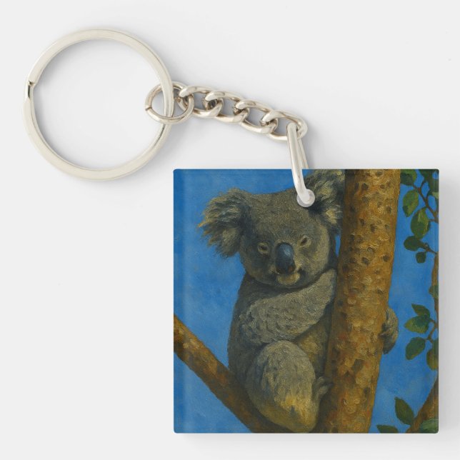 Tree Hugger – Koala in the Canopy Keychain (Front)