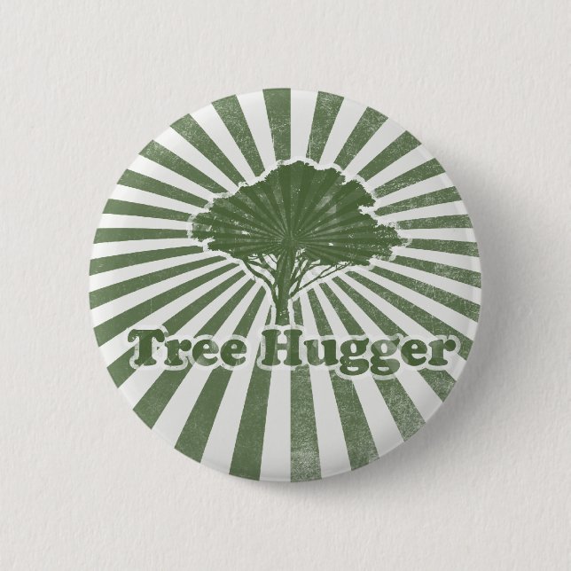 Tree Hugger Think Green Pinback Button (Front)