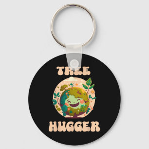 Tree Hugger Vintage Retro Nature Environmental Ear Keychain