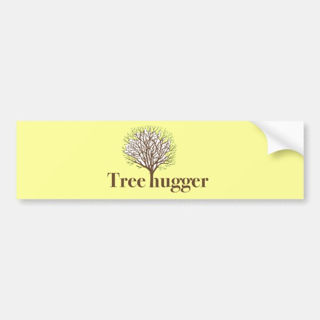 Tree Hugger w/ tree illustration Bumper Sticker (Front)