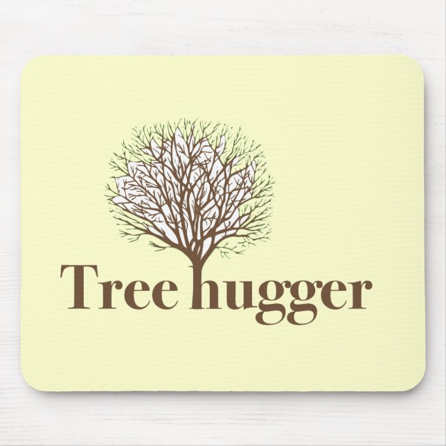 Tree Hugger w/ tree illustration Mouse Pad (Front)