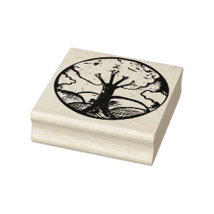 Tree Huggers art Rubber Stamp