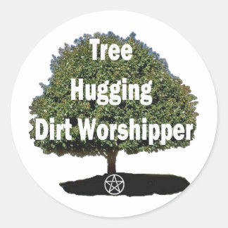 tree hugging classic round sticker
