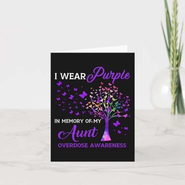 Tree I Wear Purple Memory Of Aunt Overdose Awarene Card (Front)