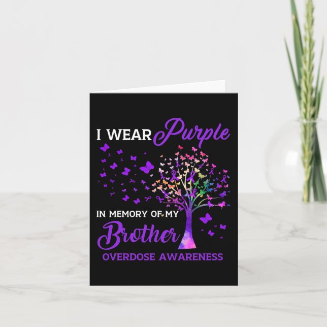 Tree I Wear Purple Memory Of Brother Overdose Awar Card (Front)