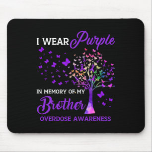 Tree I Wear Purple Memory Of Brother Overdose Awar Mouse Pad