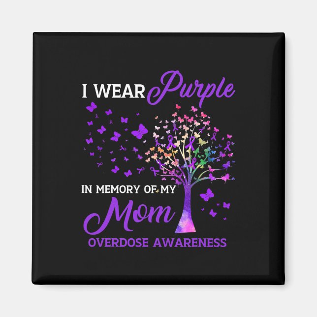 Tree I Wear Purple Memory Of Mom Overdose Awarenes Magnet (Front)